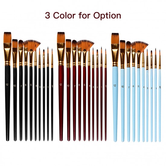 10pcs Paint Brushes Set Kit Artist Paintbrush Multiple Mediums Brushes with Nylon Hair for Artist Acrylic Aquarelle Watercolor Gouache Oil Painting for Great Art Drawing Supplies