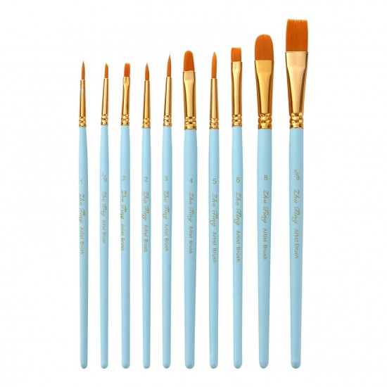 10pcs Professional Artist Paint Brushes Set Nylon Hair Delicate Wooden Handle Paintbrushes Art Supplies Gift for Children Adults Beginners for Acrylic Oil Watercolor Gouache Nail Body Face Miniature Detail Rock Painting