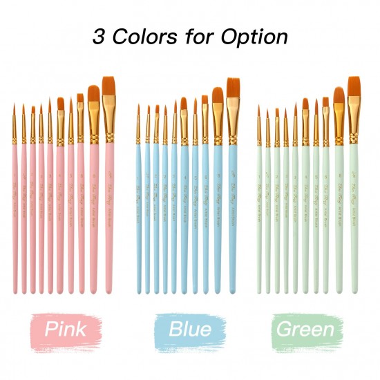 10pcs Professional Artist Paint Brushes Set Nylon Hair Delicate Wooden Handle Paintbrushes Art Supplies Gift for Children Adults Beginners for Acrylic Oil Watercolor Gouache Nail Body Face Miniature Detail Rock Painting