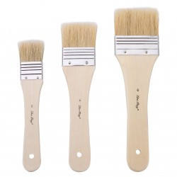 3pcs Professional Flat Paintbrush Set Bristle Paint Brush Wooden Handle Artist Paint Tool for Acrylic Oil Gouache Watercolor Wall Arts and Craft Painting DIY Projects Household Clean