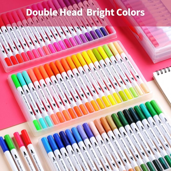 12 Colors Dual Tips Brush Pens Art Markers Brush and Fine Point Colored Pen for Children Adults Artists Drawing Coloring Books Calligraphy Writing Journaling Planner Hand Lettering