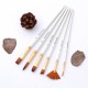 6pcs Pearl White Handle Combined Paint Brushes Set Nylon Hair Wooden Handle Artists Paintbrushes for Acrylic Oil Watercolor Gouache Nail Body Face Rock Drawing Arts Crafts Supplies Painting