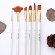 6pcs Pearl White Handle Combined Paint Brushes Set Nylon Hair Wooden Handle Artists Paintbrushes for Acrylic Oil Watercolor Gouache Nail Body Face Rock Drawing Arts Crafts Supplies Painting