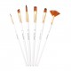 6pcs Pearl White Handle Combined Paint Brushes Set Nylon Hair Wooden Handle Artists Paintbrushes for Acrylic Oil Watercolor Gouache Nail Body Face Rock Drawing Arts Crafts Supplies Painting