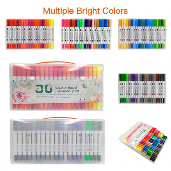 12 Colors Markers Set Double Tipped Colored Pens Fine Point Art Markers for Kids Adults Coloring Drawing Illustrations Artist Sketching