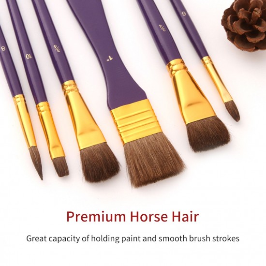 Artist Paint Brushes Set for Acrylic Painting Paintbrushes Horse Bristle Hair Wooden Handle with Cloth Bag Carrying Box for Oil Watercolor Gouache Body Face Model Drawing Arts Crafts Supplies