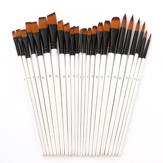 24pcs Draw Paint Brushes Set Kit Artist Paintbrush Round Brushes with Nylon Hair for Artist Acrylic Aquarelle Watercolor Gouache Face Painting for Great Art Drawing Supplies for Painter Students