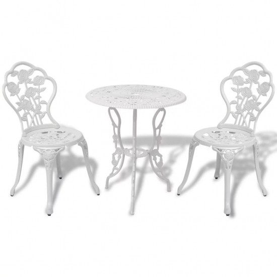  3 Piece Bistro Set Cast Aluminium White