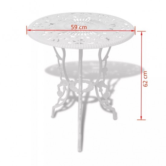  3 Piece Bistro Set Cast Aluminium White