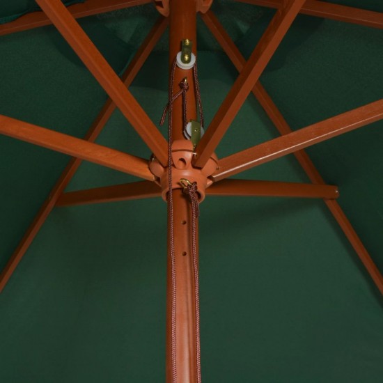   Parasol 270x270 cm Wooden Pole Green