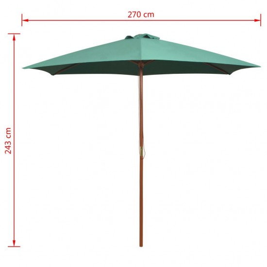   Parasol 270x270 cm Wooden Pole Green