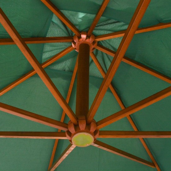   Hanging Parasol 300x300 cm Wooden Pole Green