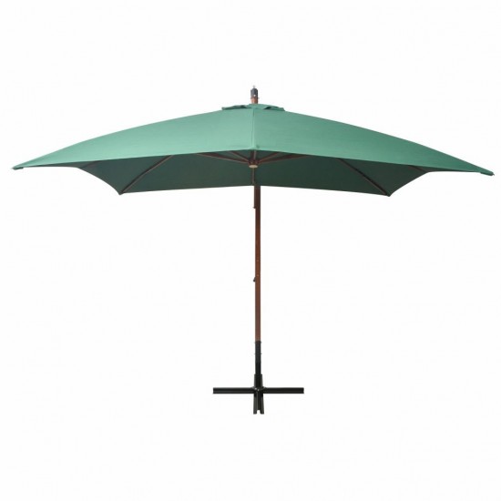   Hanging Parasol 300x300 cm Wooden Pole Green