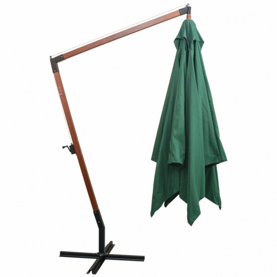   Hanging Parasol 300x300 cm Wooden Pole Green