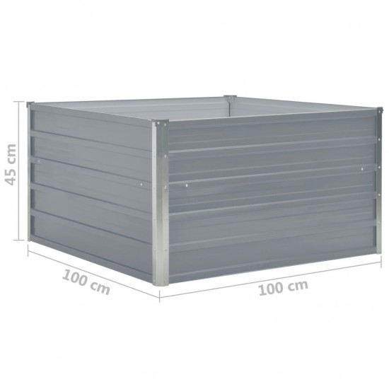 Raised Garden Bed 100x100x45 cm Galvanised Steel Grey