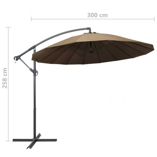 Hanging Parasol Taupe 3 m Aluminium Pole