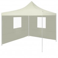 Professional Folding Party Tent with 2 Sidewalls 2x2 m Steel Cream