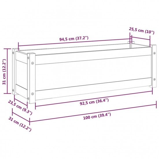 Garden Planters 2 pcs Black 100x31x31 cm Solid Pinewood