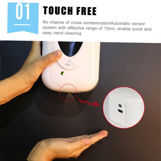 Fengjie Bathroom Touchless Cleaning Liquid Dispenser Machine Wall-mounted Fine Mist Spray Hand Hygiene Automatic Sensor Hand Cleaner F1303 Induction Sprayer Machine 1000ML (Batteries not included)