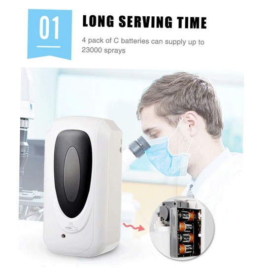 Fengjie Bathroom Touchless Cleaning Liquid Dispenser Machine Wall-mounted Fine Mist Spray Hand Hygiene Automatic Sensor Hand Cleaner F1303 Induction Sprayer Machine 1000ML (Batteries not included)