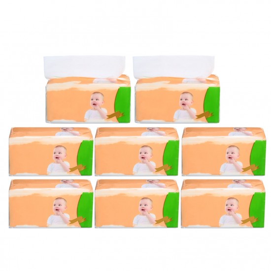 8 Packs 4 Layers Wood Pulp Facial Tissue Toilet Paper Tissue Paper Napkins Household Tissues for Home Office Bathroom 480 Sheet Per Pack 16*18cm