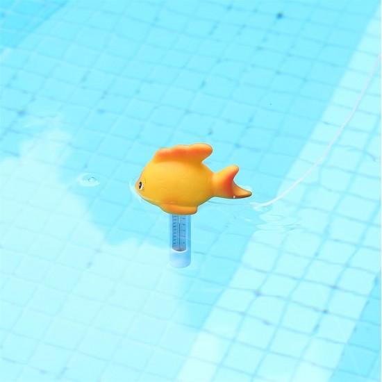 Practical Durable Cute Baby Cartoon Goldfish Indoor Outdoor Floating Thermometer With String For Swimming Pool