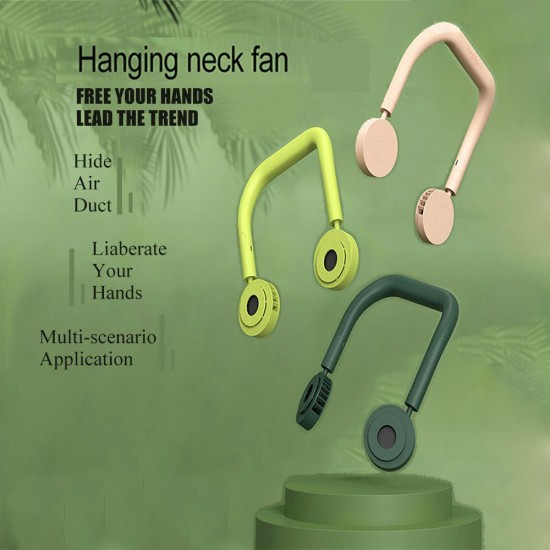 Hanging Neck Fan 3 Speed Bladeless Fan Turbo Driven Fan Large Capacity Hanging Neck Fan Does Not Get Stuck Hair Fan Burst Cherry Blossom Powder