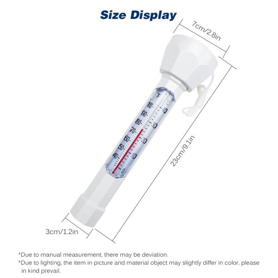 Swimming Pool Floating Thermometer Easily Readable Thermograph Water Temperature Testing Tool with String for Spa Pool Pond Hot Tub