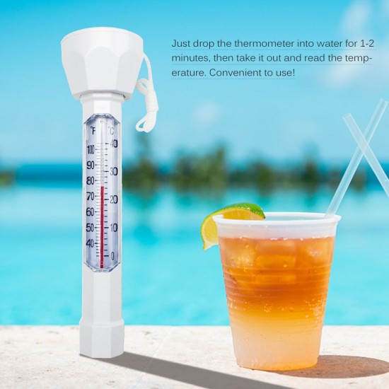 Swimming Pool Floating Thermometer Easily Readable Thermograph Water Temperature Testing Tool with String for Spa Pool Pond Hot Tub