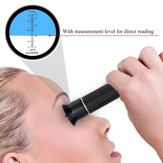 Portable Handheld ATC Alcohol Refractometer Liquor Volume Percent Tester with 0-80% Measuring Range