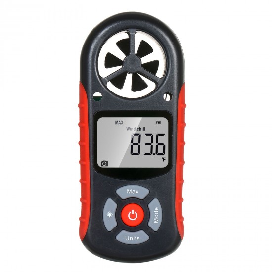 8 in 1 Handheld Digital Anemometer Wind Speed/Wind Chill/Temperature/Humidity/Heat Index/Dew Point/Barometric Pressure/Altitude Meter Digital Meteorograph with LCD Backlight