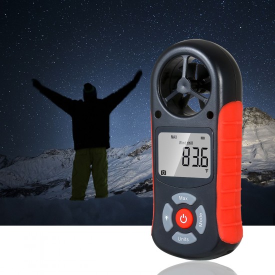 8 in 1 Handheld Digital Anemometer Wind Speed/Wind Chill/Temperature/Humidity/Heat Index/Dew Point/Barometric Pressure/Altitude Meter Digital Meteorograph with LCD Backlight