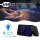 Projection Alarm Clock 180°Projector with FM Radio Snooze Function 4 Dimmer Dual Alarm USB Charging Digital Clock 12H/24H for Bedrooms