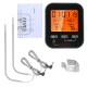 Digital Food Thermometer and Timer Wireless Meat Temperature Probe Thermomter Oven Thermometer for Grill Smoker Barbecue Kitchen Cooking with Dual Probes