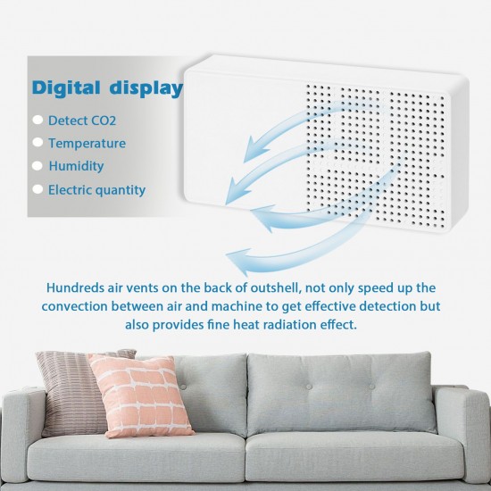 Household Air Quality Detector Multifunctional CO2 Tester with Carbon Dioxide Value Electricity Quantity Temperature Humidity Display Function