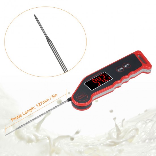 1.9-inch LED Digital Food Temperature Meter Instant Read Meat Soup Beverage Food Thermometer Accurate and Easy Cooking Thermometer with Magnet Adsorption for Cooking Grilling BBQ