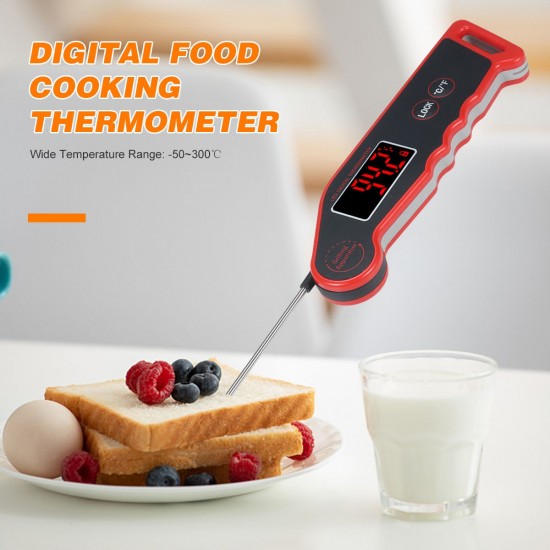 1.9-inch LED Digital Food Temperature Meter Instant Read Meat Soup Beverage Food Thermometer Accurate and Easy Cooking Thermometer with Magnet Adsorption for Cooking Grilling BBQ