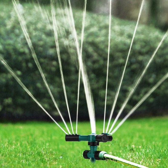 360 Degree Rotating Sprinkler with Three-arm Sprayer and Plastic Ground Plug Irrigation Sprinkler with Adjustable Nozzle Automatic Rotary Sprinkler Irrigation Tool for Watering Garden Lawn