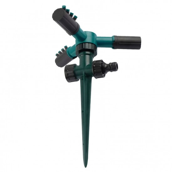 360 Degree Rotating Sprinkler with Three-arm Sprayer and Plastic Ground Plug Irrigation Sprinkler with Adjustable Nozzle Automatic Rotary Sprinkler Irrigation Tool for Watering Garden Lawn