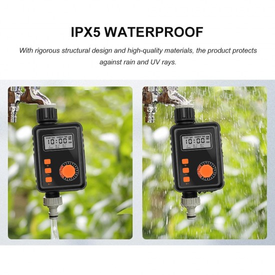 Electronic Irrigation Regulator Automatic Irrigation Timer with Large LCD Screen Waterproof Sprinkler Controller 9 Separate Timing Programs Weak Electricity Protection Rain Sensor Outdoor Garden Watering Device Irrigation Tool