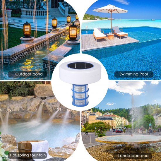 Solar Power Swimming Pool Purifier Solar Pool-Ionizer Swimming Pool Water Algae Inhibition Chlorine-Free Water Processor