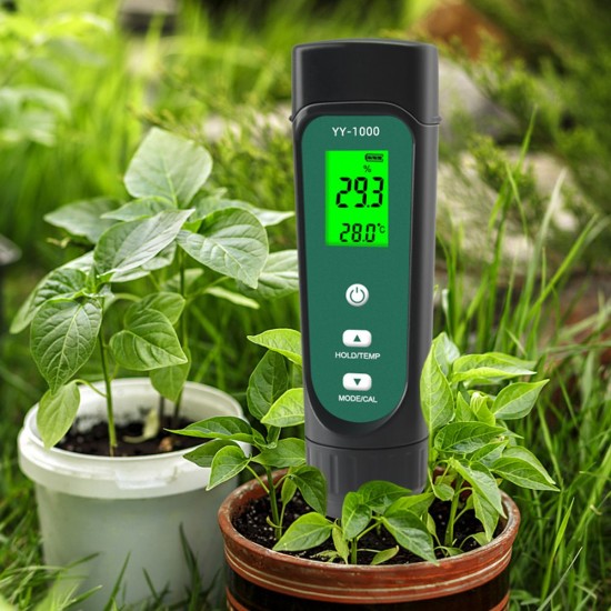 3-In-1 Digital Soil Tester LED Screen with Backlight Soil EC / Humidity / Temperature Meter Plant Moisture Meter Hygrometer Household Gardening Potted Soil Testing Instrument