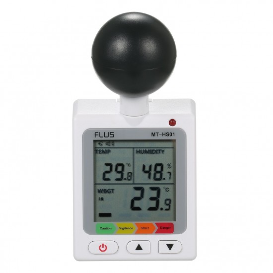 WBGT + HI Heat Index Checker Stress Meter Air Globe Temperature Humidity Tester