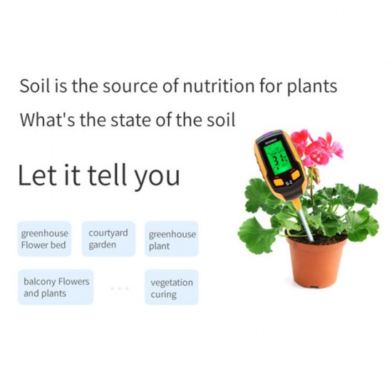 5-in-1 Soil Tester Multifunctional Soil Detector Moisture Meter pH Meter Temperature Soil/Ambient Moisture Sunlight Intensity pH Tester
