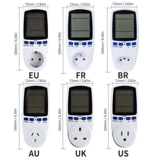 Digital LCD Energy Meter Wattmeter Monitoring Device Wattage Electricity Kwh Power Measuring Analyzer