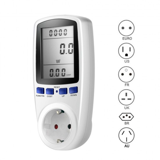 Digital LCD Energy Meter Wattmeter Monitoring Device Wattage Electricity Kwh Power Measuring Analyzer