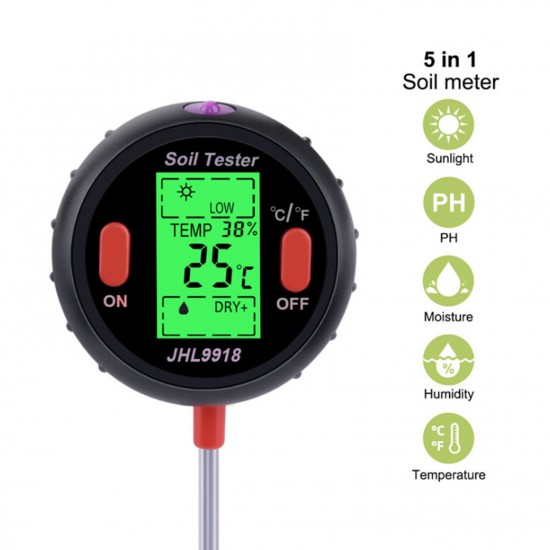 Soil Tester Multiple Function Large Screen Electronic Digital Display Soil Moisture PH Temperature Illumination Meter