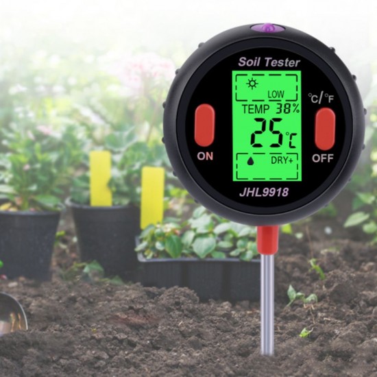 Soil Tester Multiple Function Large Screen Electronic Digital Display Soil Moisture PH Temperature Illumination Meter