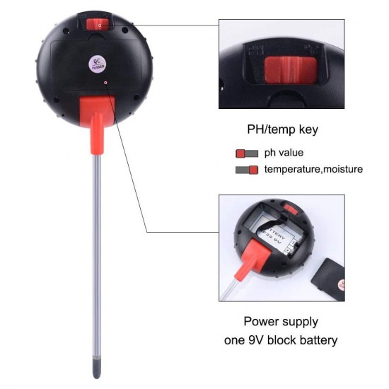 Soil Tester Multiple Function Large Screen Electronic Digital Display Soil Moisture PH Temperature Illumination Meter