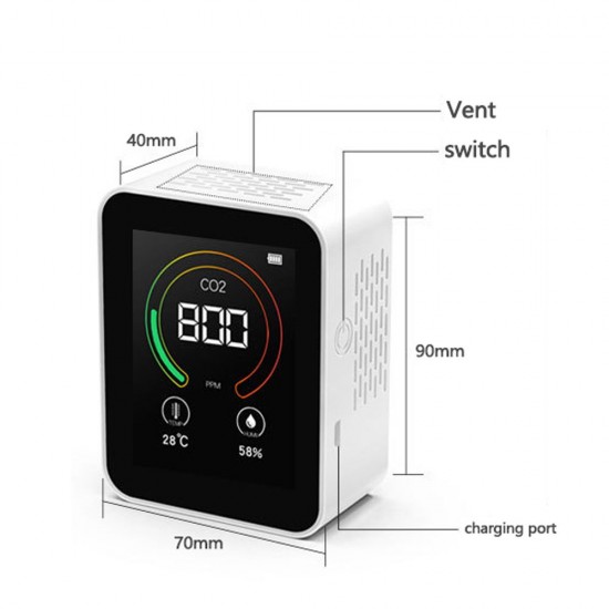 Intelligent Big Screen CO2 Temperature Humidity Multipurpose Detect Tool Portable Testing Instrument Household